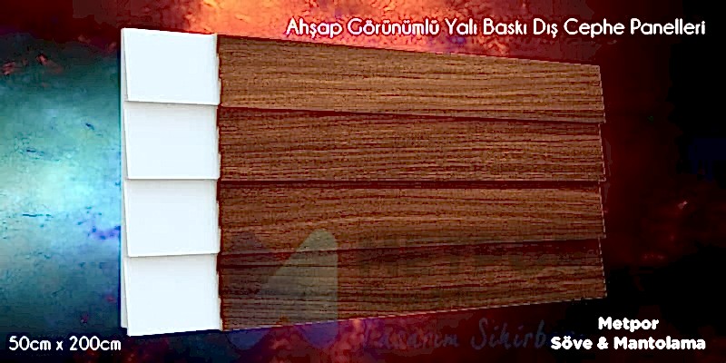 Ahşap desenli yalı baskı kaplama örneği